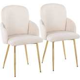 Dahlia Dining Chair in Gold Metal, Chrome & Cream Fabric (Set of 2)